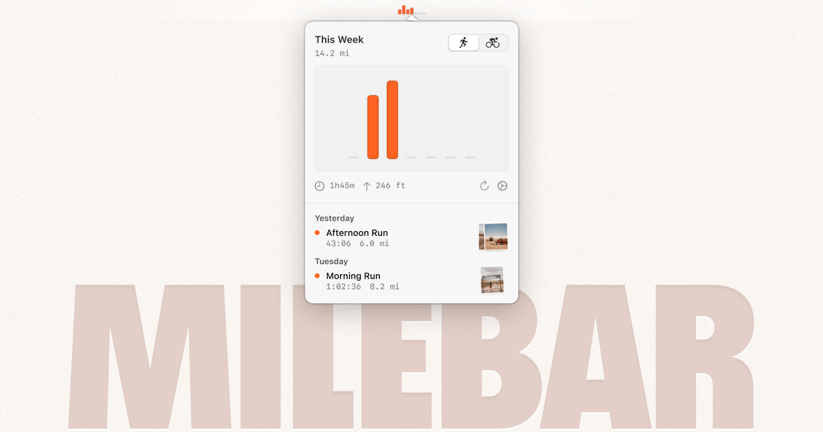 Milebar - MacOS Menu Bar App for Strava